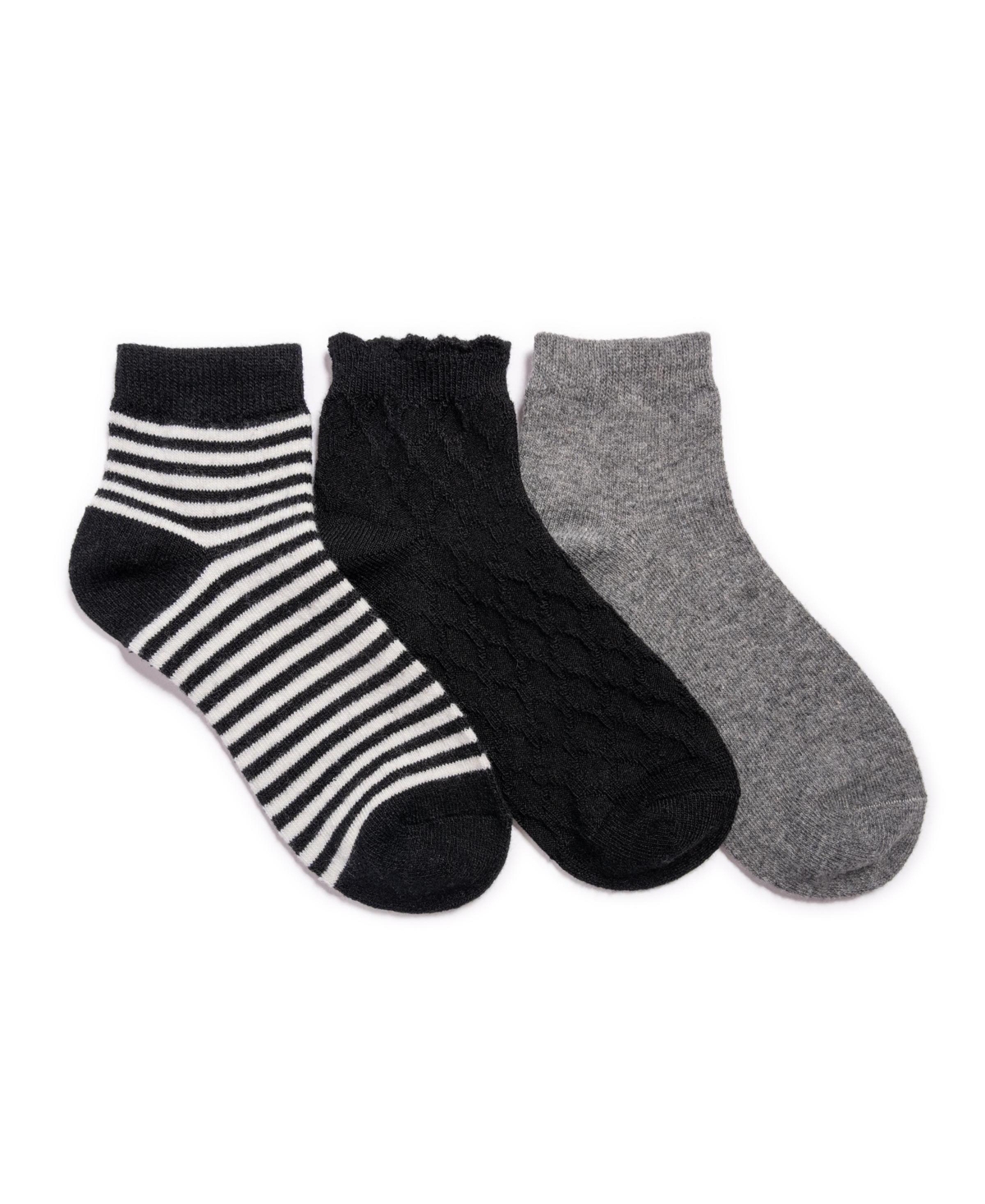 Muk Luks Women's 3 Pair Pack Mini Crew Wool Blend Socks