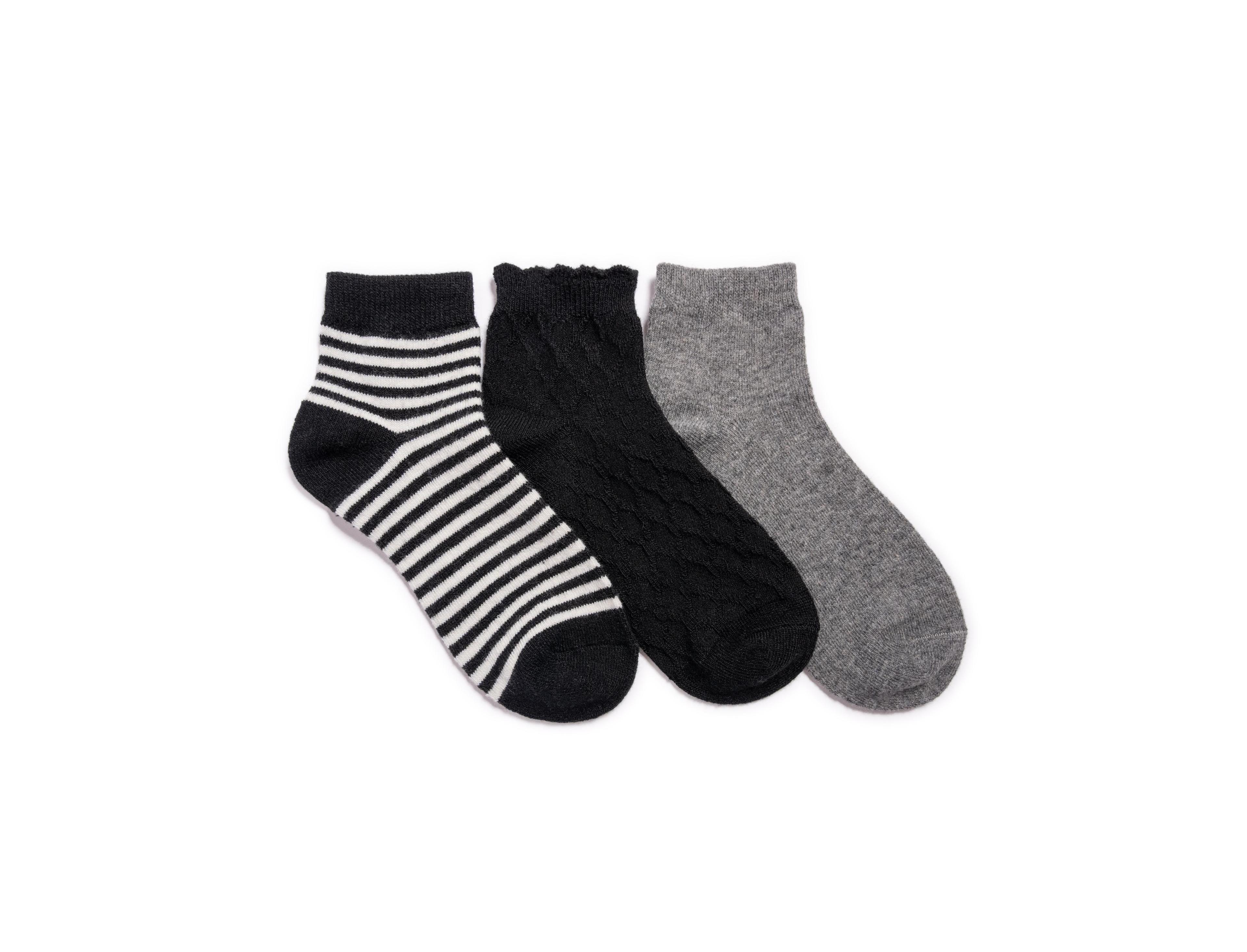 Muk Luks Women's 3 Pair Pack Mini Crew Wool Blend Socks