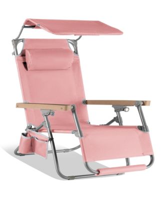 Zero Gravity Beach Chair with Canopy, Folding Reclining Camp Chair, Carry Straps
