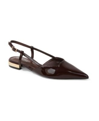 Cass Patent Slingback Flats with Gold-Tone Heel