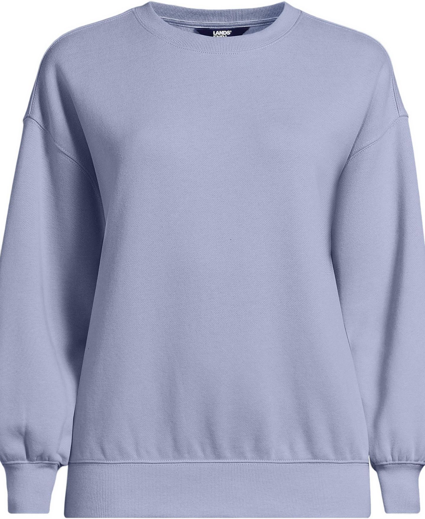 Женская толстовка Lands' End Plus Size Relaxed Serious Sweats Long Sleeve Crewneck, цвет: Барвинковый — фото 1