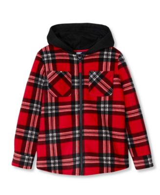 Kids Long Sleeve Hooded Flannel