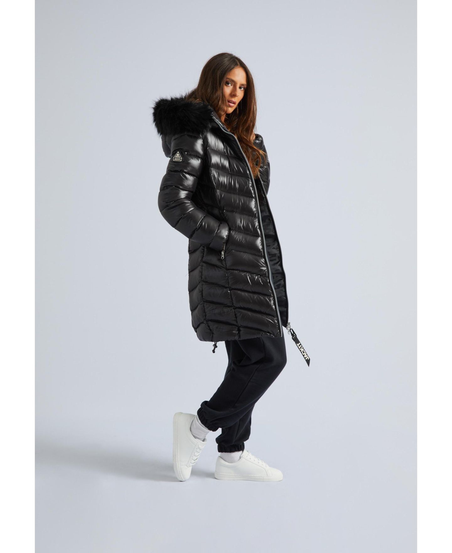 Женское пальто JACK1T Longline Hooded Down Coat, цвет: Чёрный — фото 4