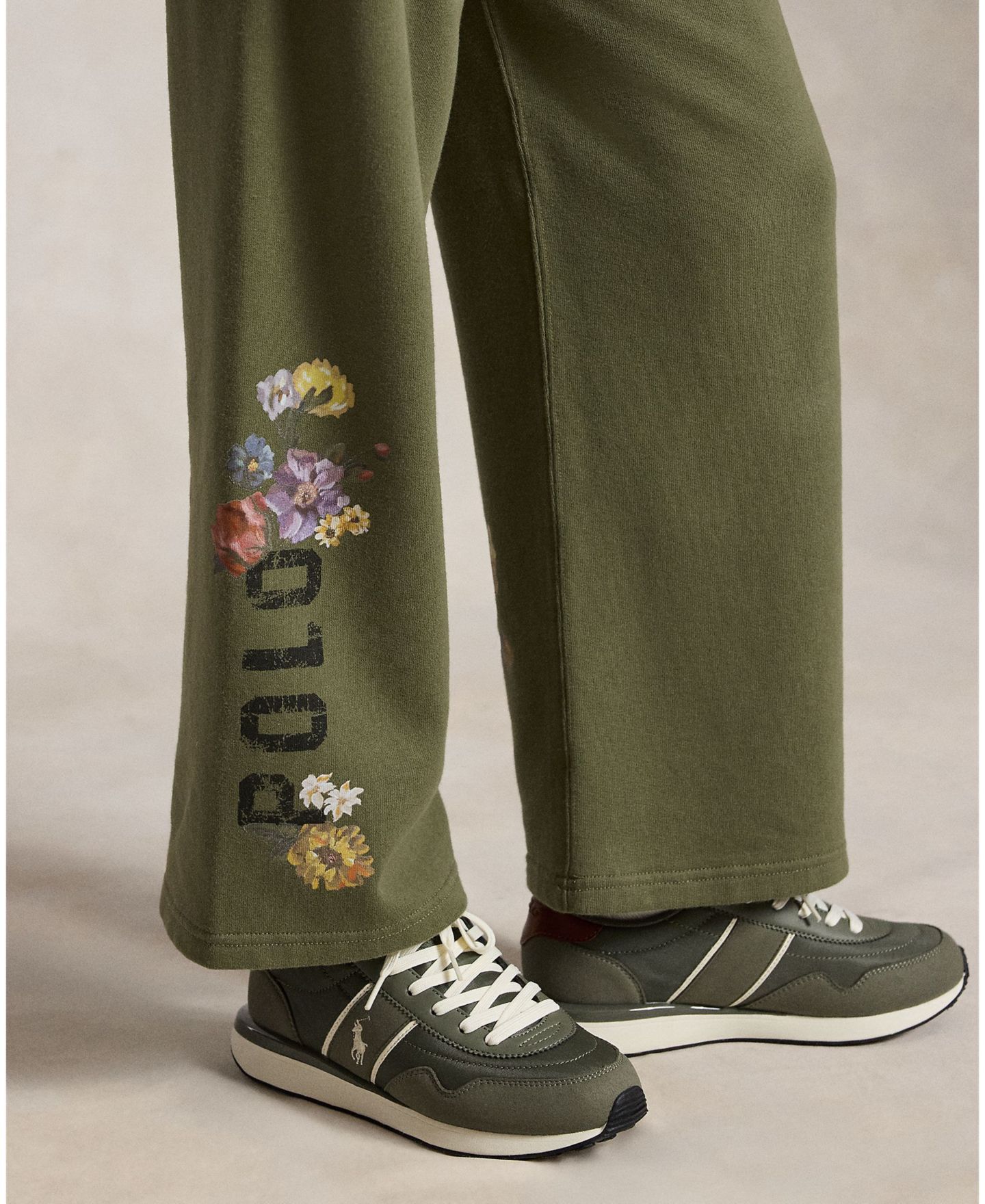 Брюки Polo Ralph Lauren Floral Wide-Leg Fleece Sweatpants для девочек, цвет: Оливковый — фото 4