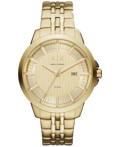 A|X Armani Exchange Men's Copeland Gold-Tone Stainless Steel Bracelet Watch 44mm AX2267