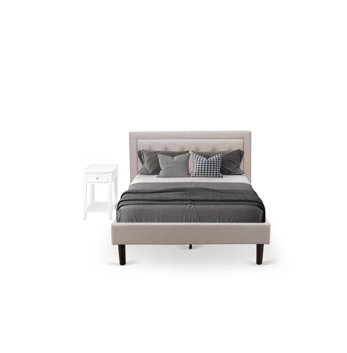 East West Furniture FN08F-1DE05 2-Piece Fannin Bedroom Furniture Set with Full Bed and a Night Stand