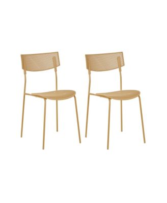 Modern Stackable Outdoor Patio Dining Chairs, Mesh Side Chairs with Metal Frame, Indoor Outdoor Dining Seating, Set of 2