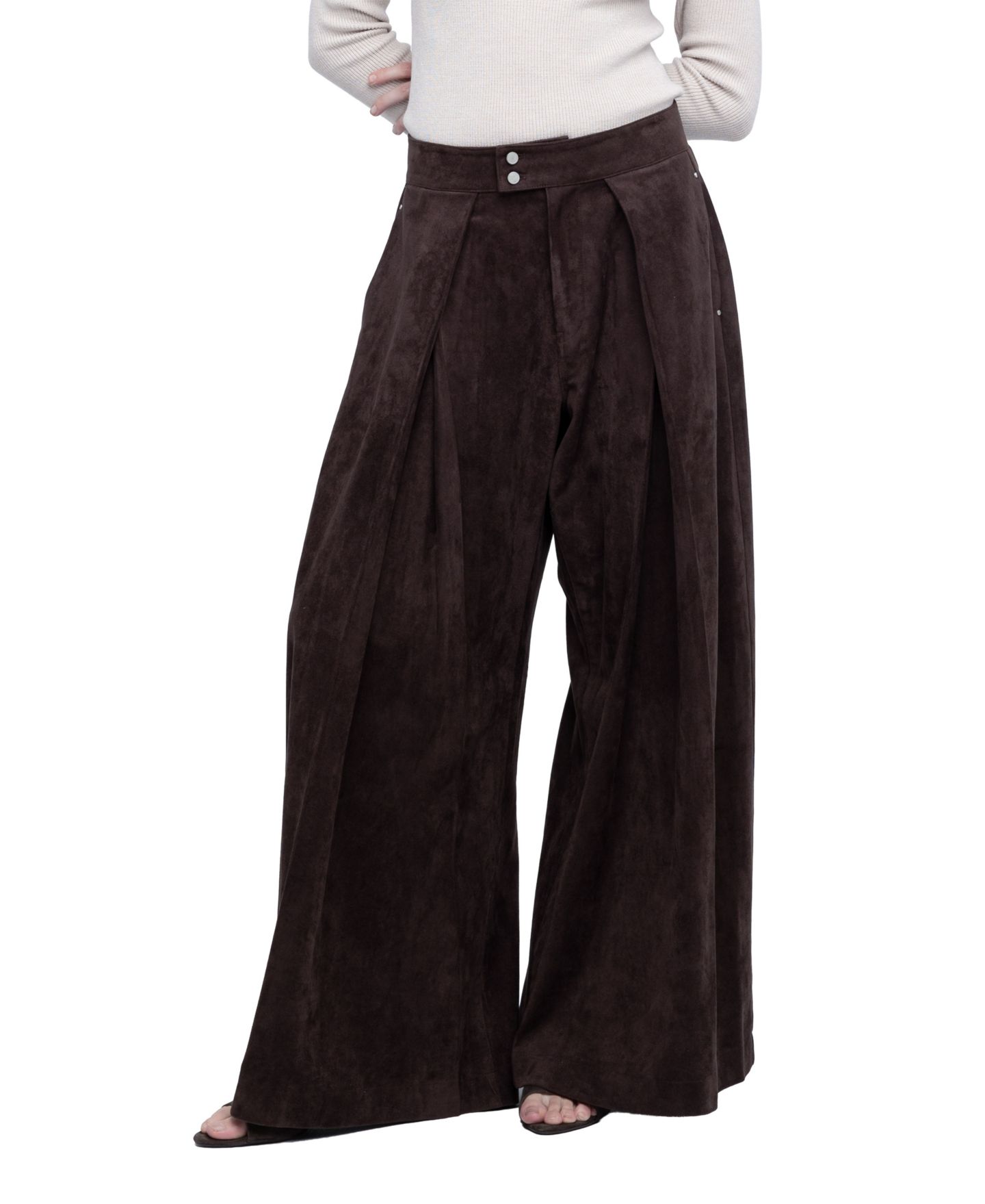 Женские брюки Blank NYC Wide-Leg Pleated, цвет: Коричневый — фото 1