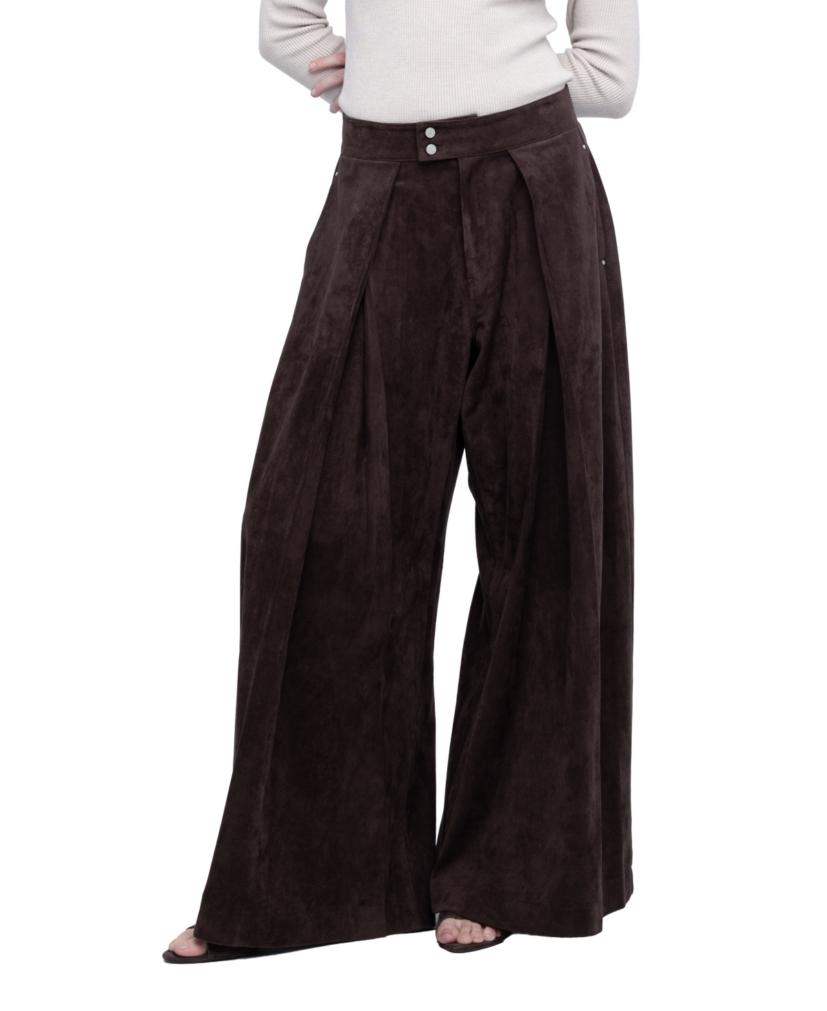 Blank Nyc Women's Wide-Leg Pleated Pants - Brown