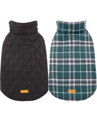 Reversible Waterproof Fleece-Lined Dog Jacket with Leash Access | Cold Weather Coat for Medium Dogs