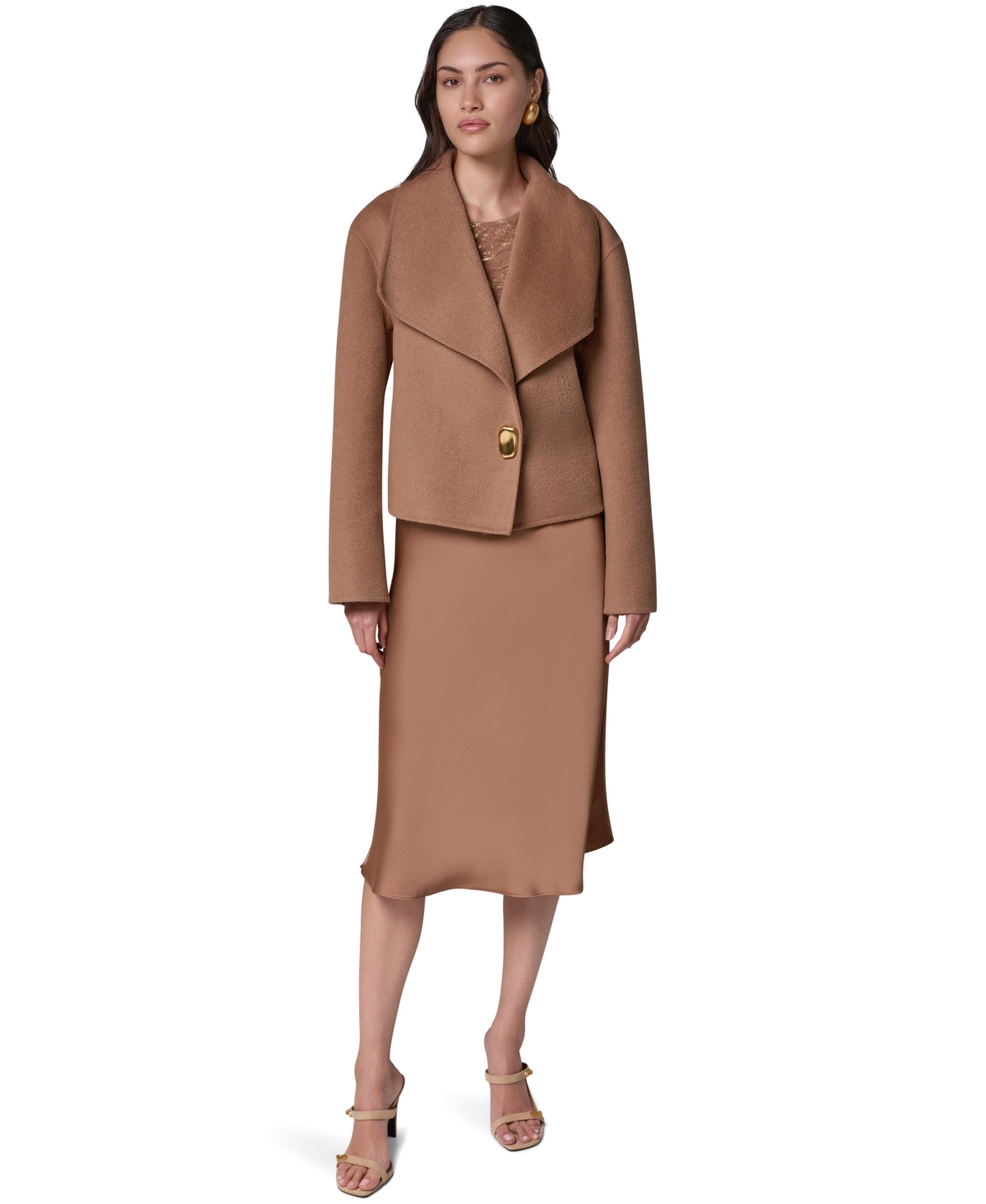 Donna Karan New York Women's Wrap Short Jacket with Hardware Closure