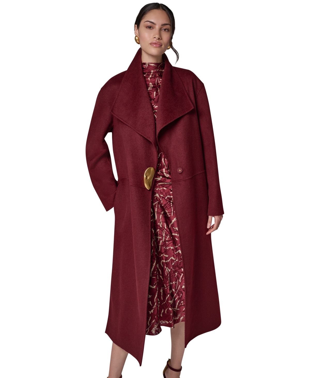 Donna Karan New York Women's Wool-Blend Oversized Coat