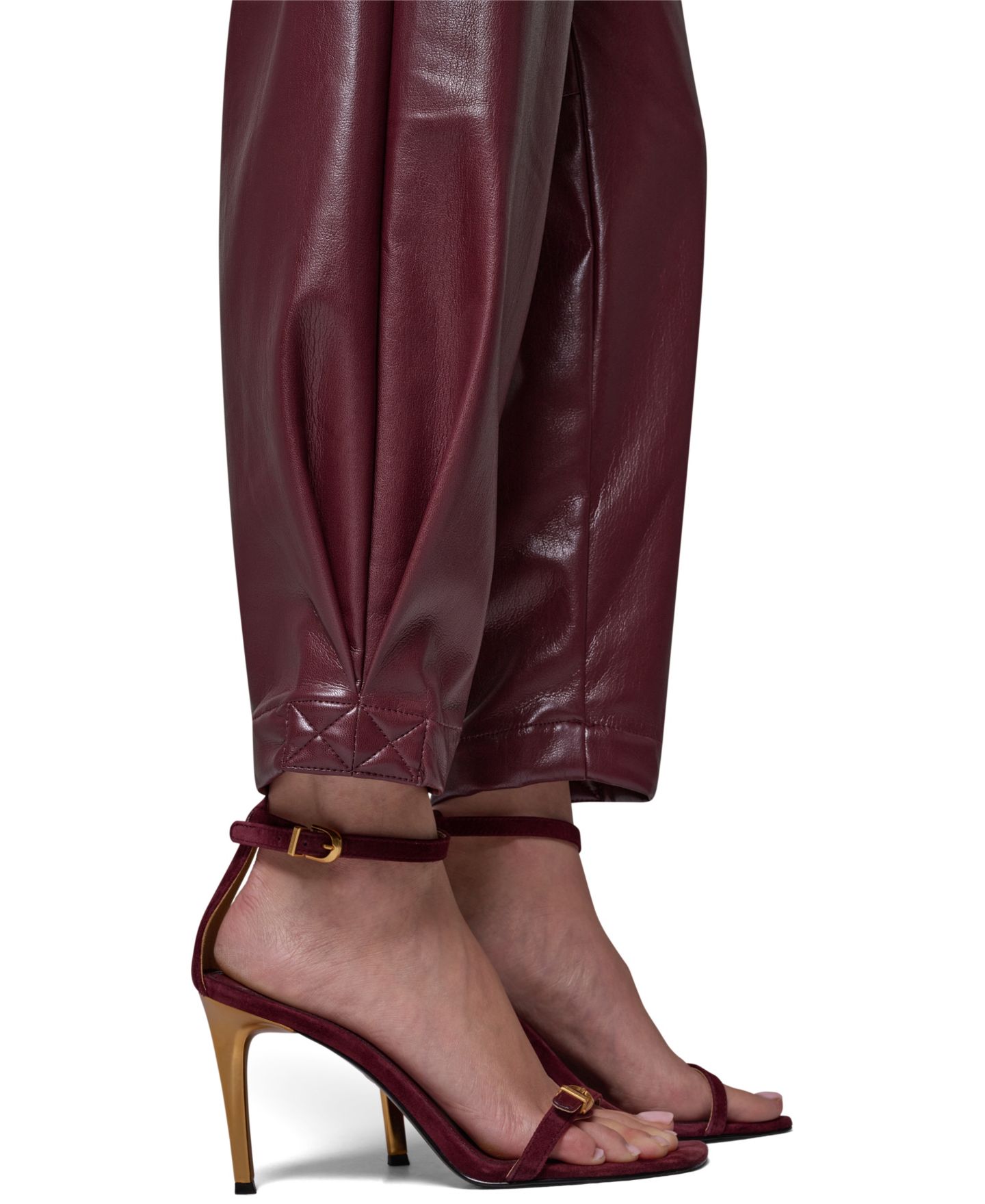 Женские брюки Donna Karan New York Cargo High-Rise Tapered-Leg Polyurethane, цвет: Чёрный вишнёвый — фото 7