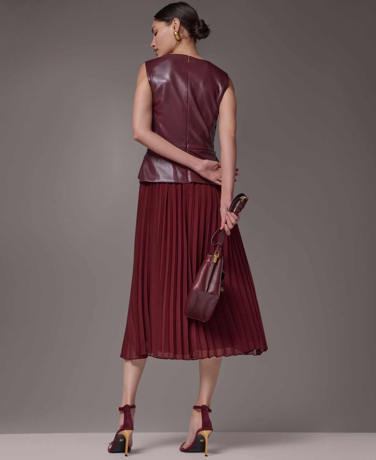 Женское платье Donna Karan New York A-Line Sleeveless Midi, цвет: Чёрный вишнёвый — фото 17