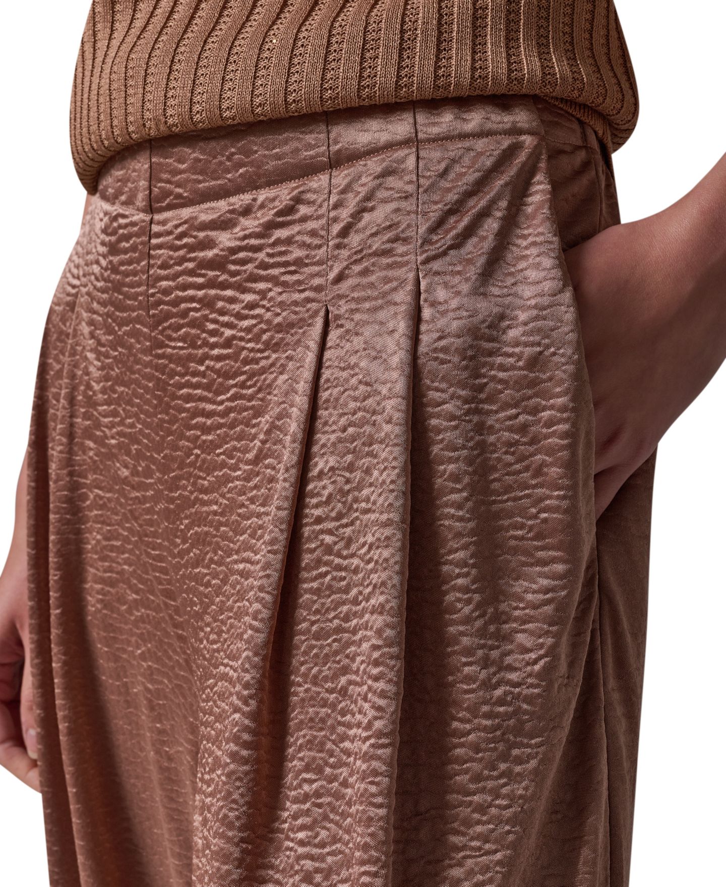Женские широкие брюки Donna Karan New York из жатой ткани, цвет: Верблюжий — фото 6