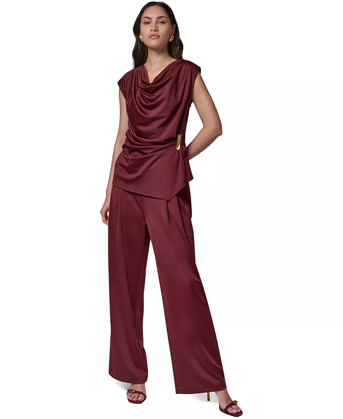 Women's Cowl Neck Draped Sleeveless Blouse - thumbnail 2