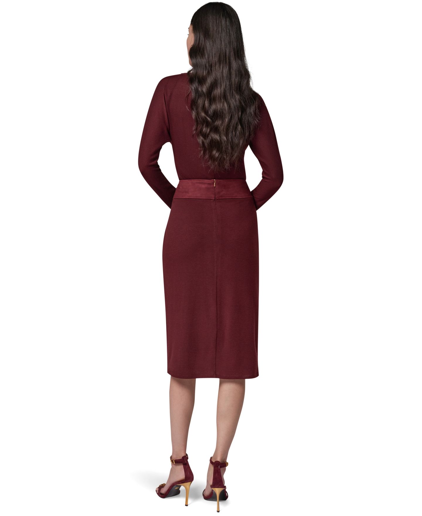 Женская юбка Donna Karan New York High-Waisted Midi Wrap, цвет: Чёрный вишнёвый — фото 5