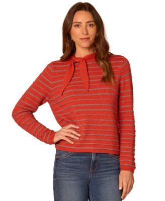 Women's Self-Tie Striped Sweater