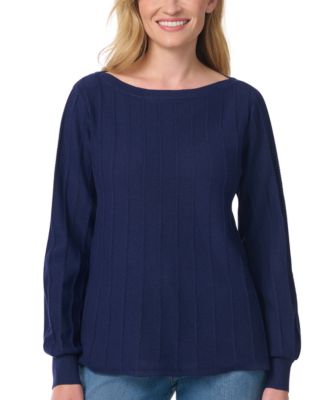 Women's Thelma Ribbed-Knit Boat Neck Loose-Fit Sweater