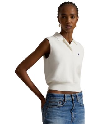 Women's Ribbed Collar Sleeveless Sweater