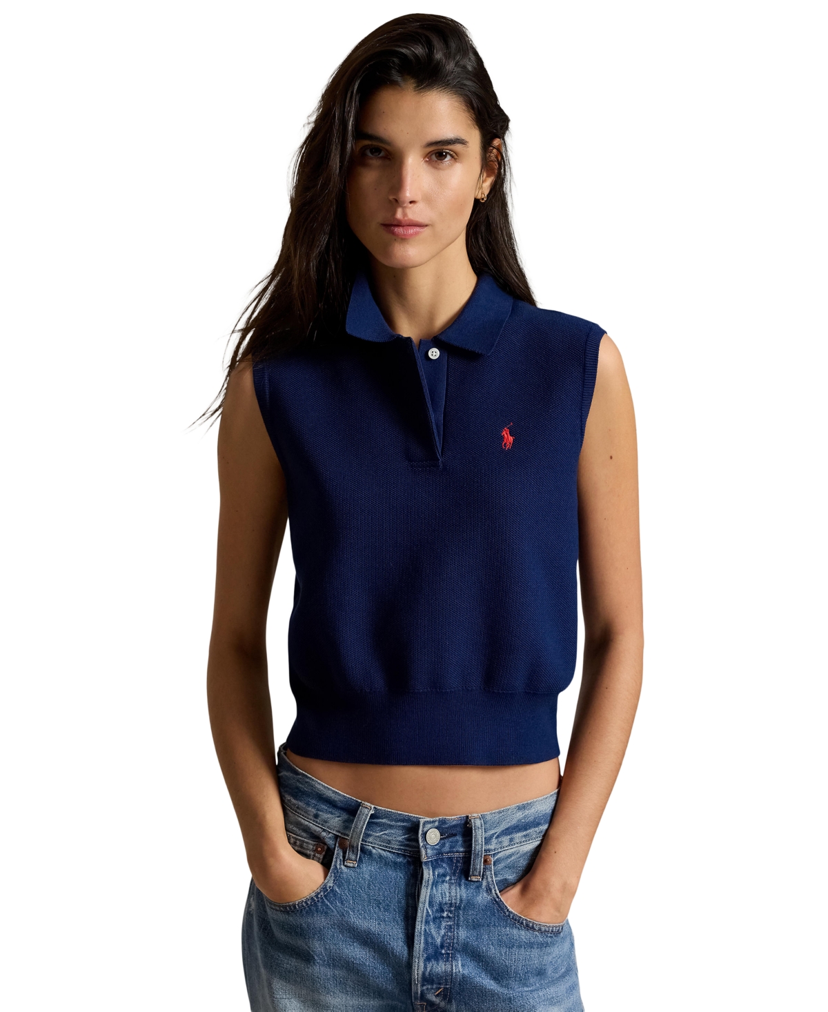 Polo Ralph Lauren Women's Ribbed Collar Sleeveless Sweater - Eastside Royal
