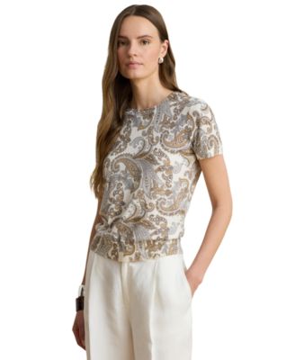 Women's Paisley Short-Sleeve Sweater