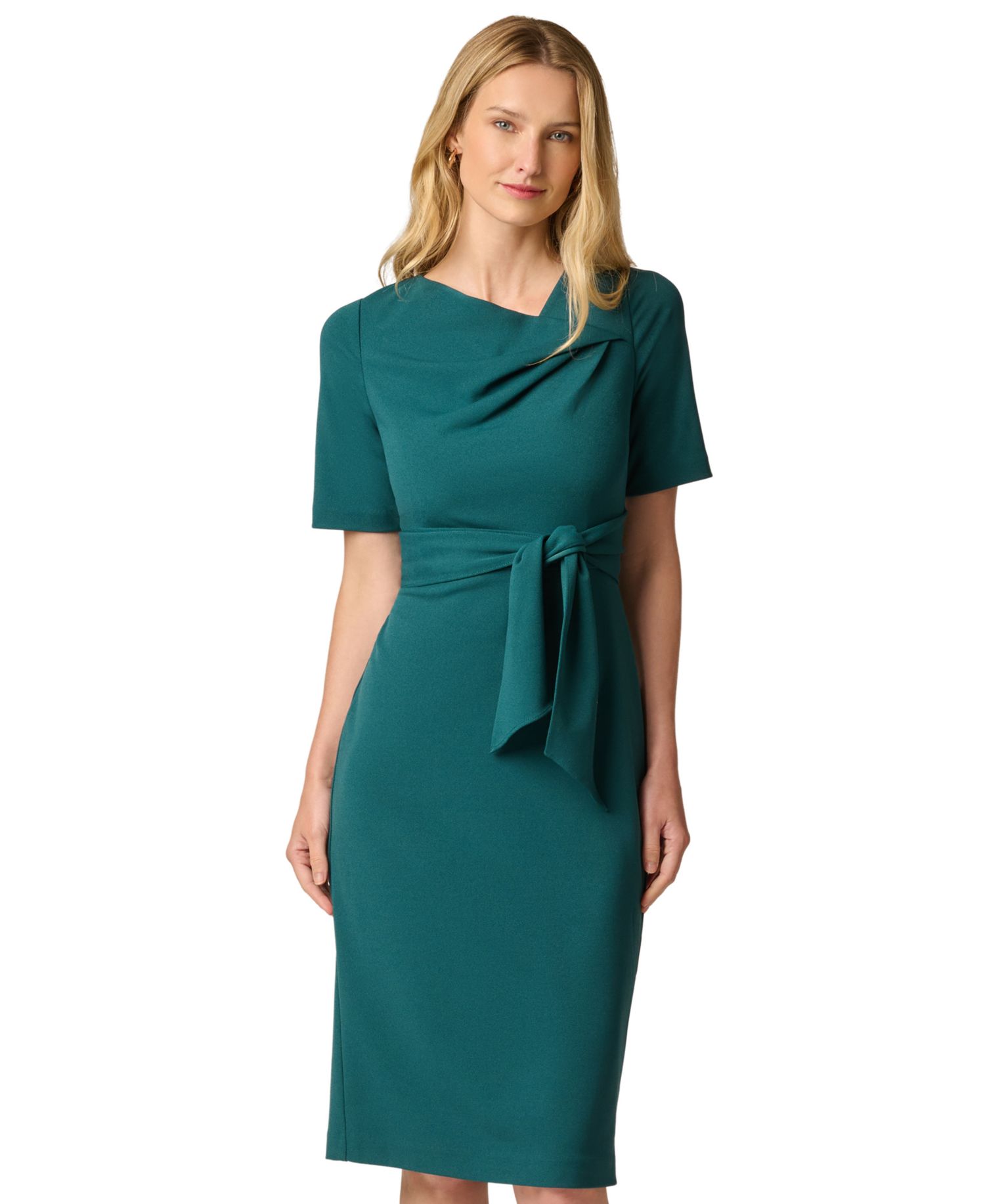 Petite Crepe Cowl Neck Midi Dress
