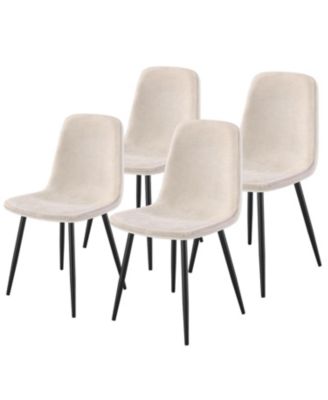 Set of 4 Metal Dining Chairs, Upholstered PU Leather Kitchen Chairs