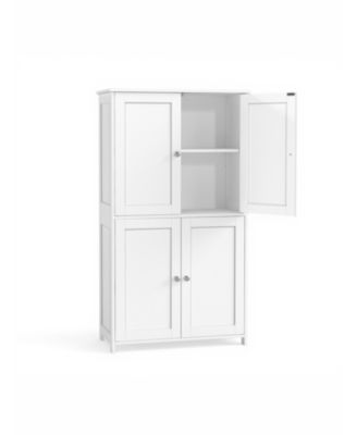 Tall Freestanding Storage Unit, 4-Door Cupboard with Adjustable Shelves
