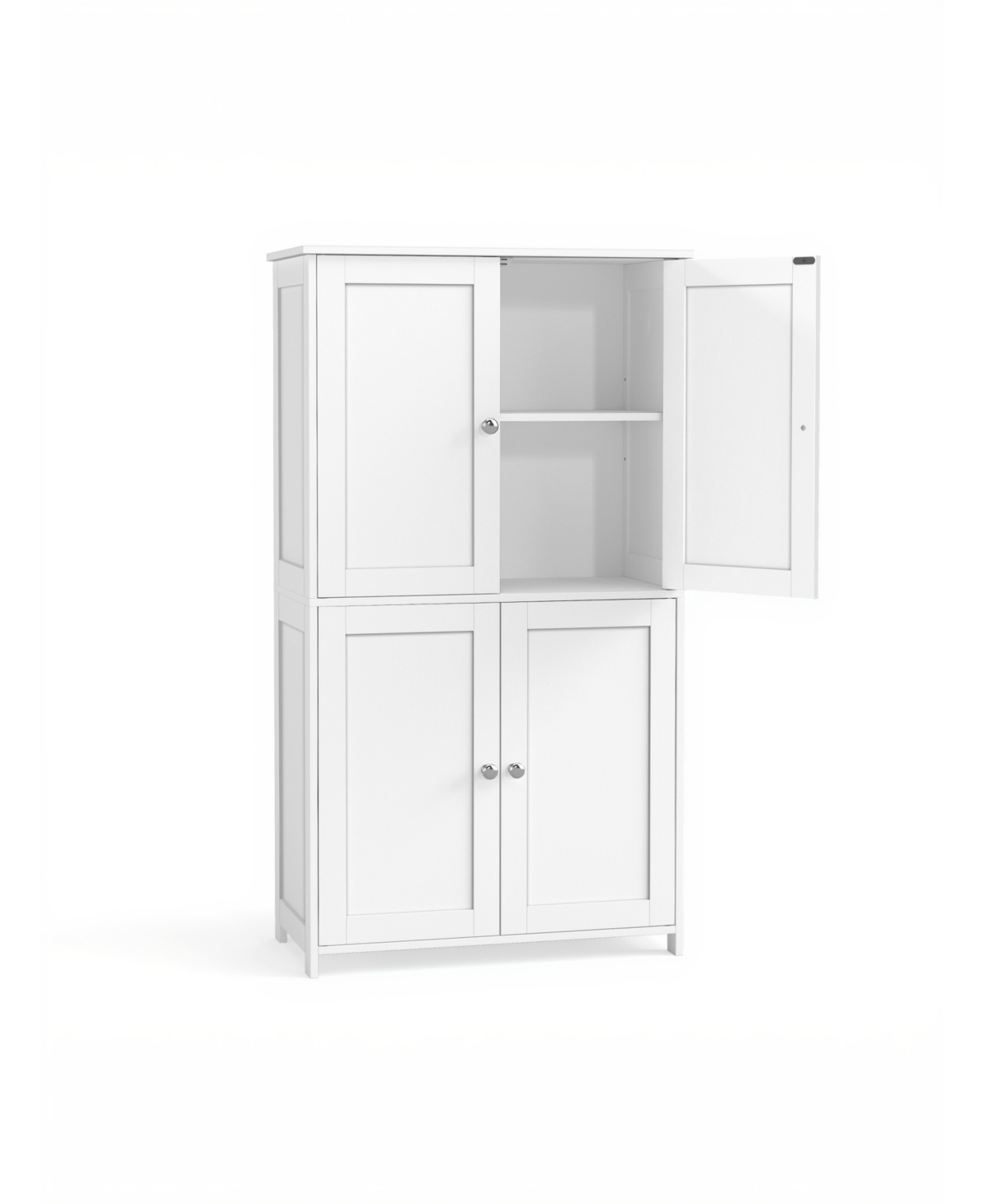 SongmicsHome Tall Freestanding Storage Unit, 4-Door Cupboard with Adjustable Shelves - White