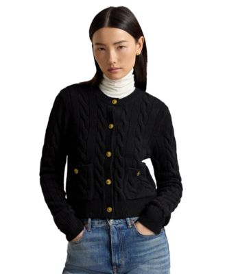 Women's Wool-Cashmere Cable-Knit Cropped Cardigan