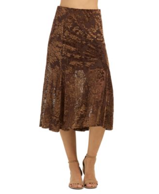 Juniors' High-Waisted A-Line Midi Skirt