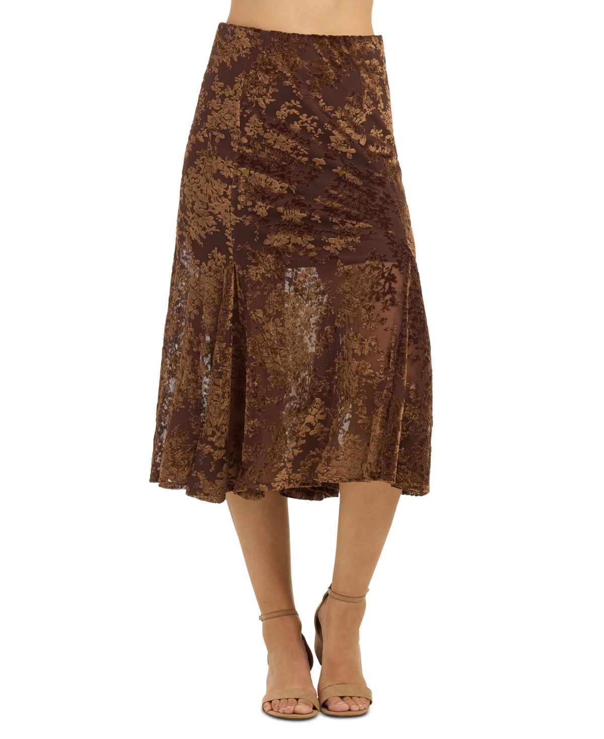 Bcx Juniors' High-waisted A-line Midi Skirt In Chocolate