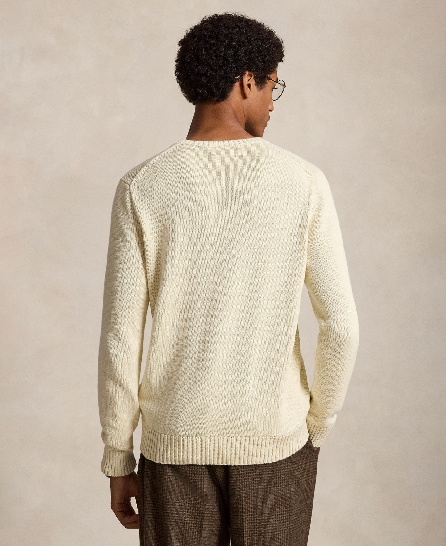 Мужской свитер Polo Ralph Lauren Cotton Crewneck, цвет: Кремовый — фото 4