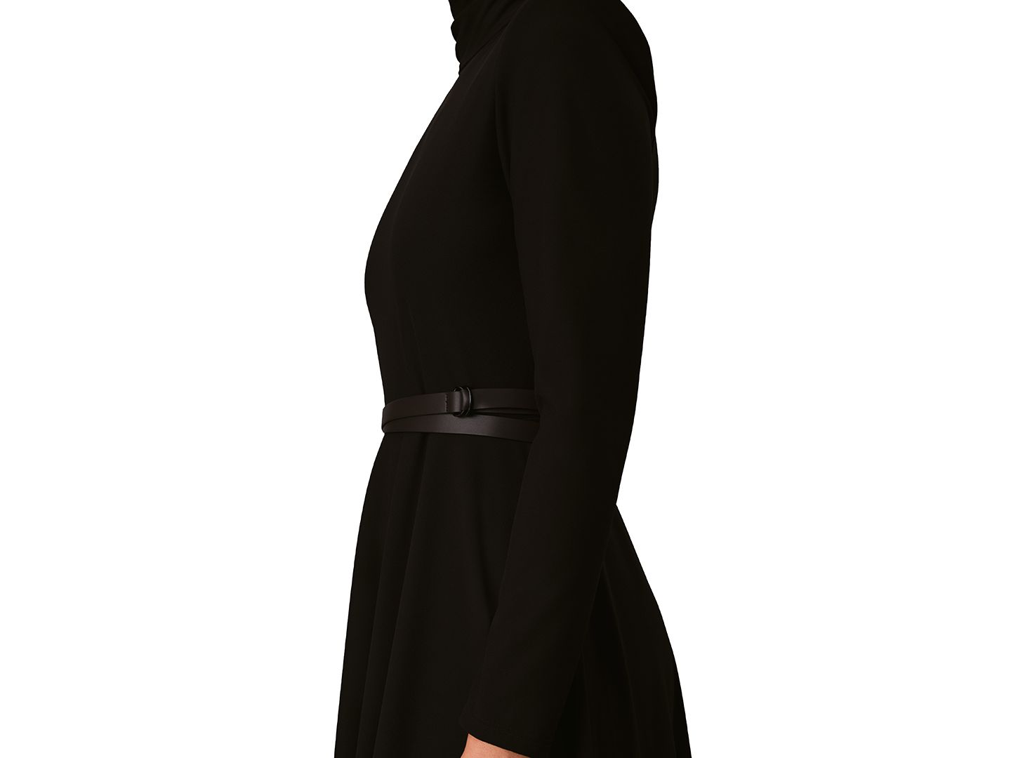 Женское платье Calvin Klein Petite Belted Long-Sleeve Turtleneck A-Line, цвет: Чёрный — фото 3