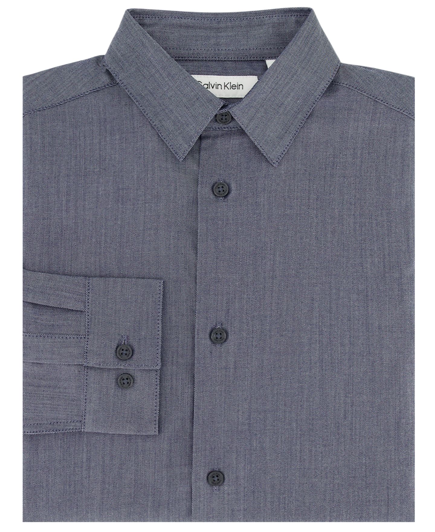 Рубашка Calvin Klein Stretch Chambray Cotton-Blend Long-Sleeve Dress Shirt для мальчиков, цвет: Тёмный синий — фото 4