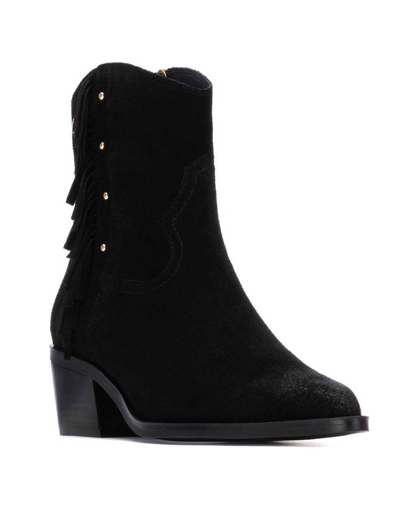Женские ботинки XTI Suede Fringe Ankle Booties Carmela Collection, цвет: Чёрный — фото 1