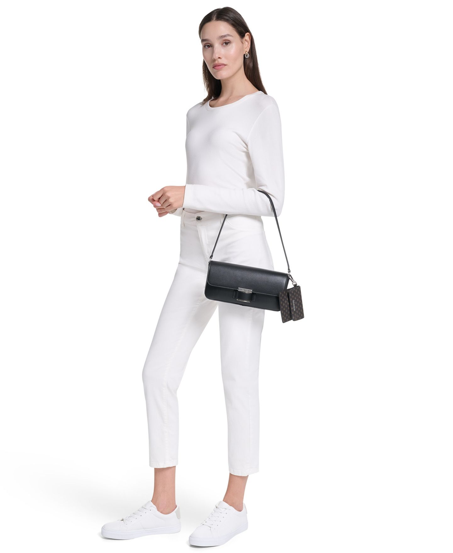 Женская сумка Calvin Klein Ingrid Small Satchel, цвет: Чёрный / Серебряный — фото 7