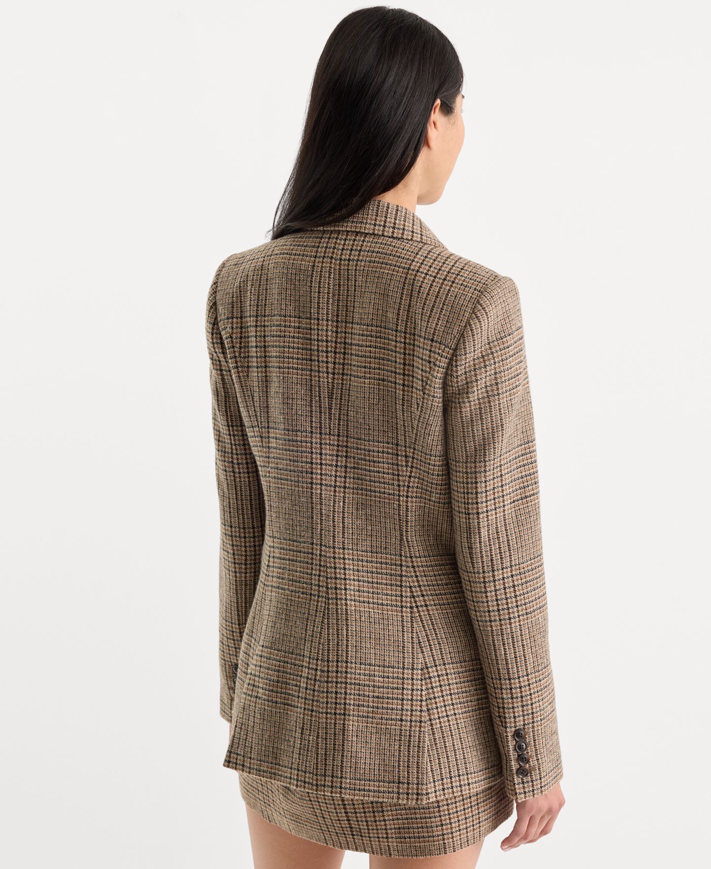 Женский пиджак Good American Plaid Double-Breasted Blazer, цвет: Коричневый клетчатый — фото 5