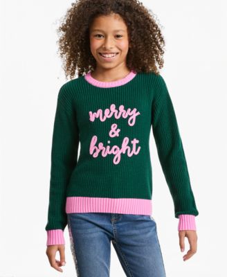 Girls' XS-XL Merry & Bright Crewneck Long-Sleeve Sweater