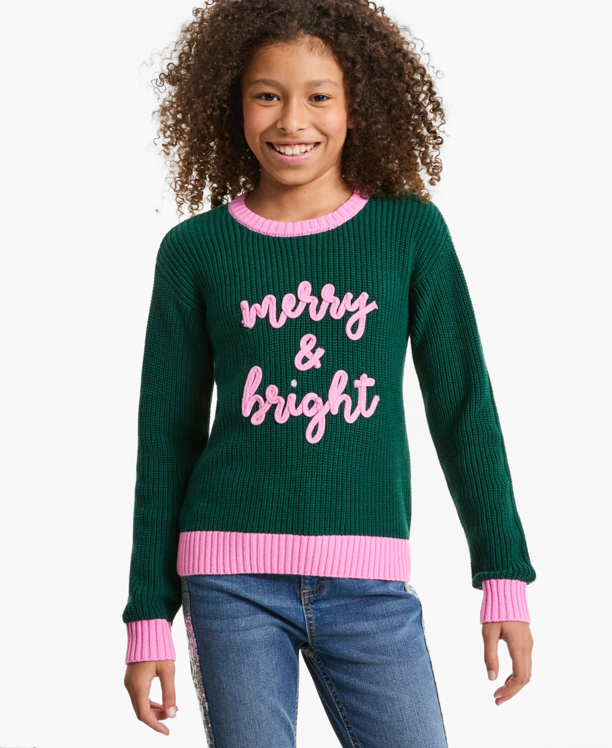 Epic Threads Girls' Xs-xl Merry & Bright Crewneck Long-Sleeve Sweater, Macy's Exclusive