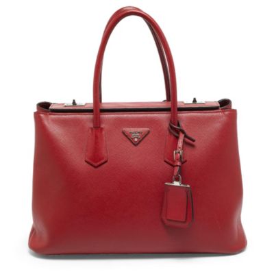 Large Saffiano Cuir Leather Twin Tote