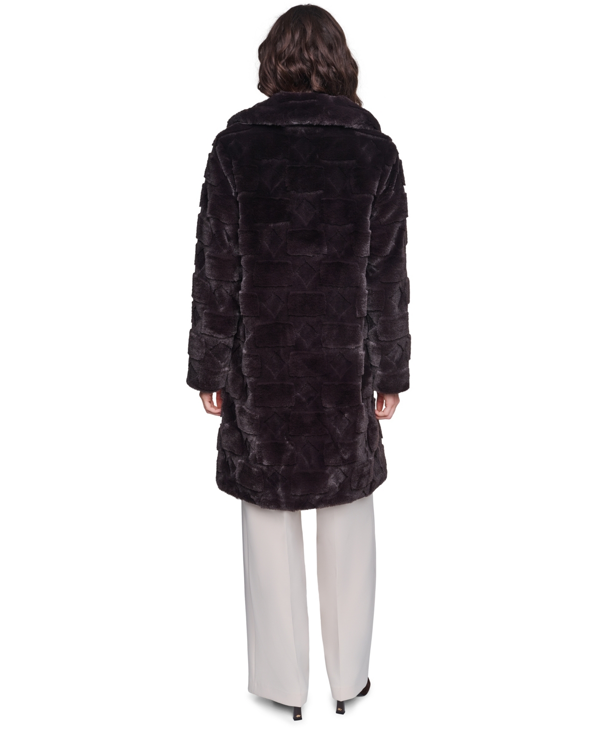 Karl Lagerfeld Paris Women's Teddy Faux Fur Mid Length Coat
