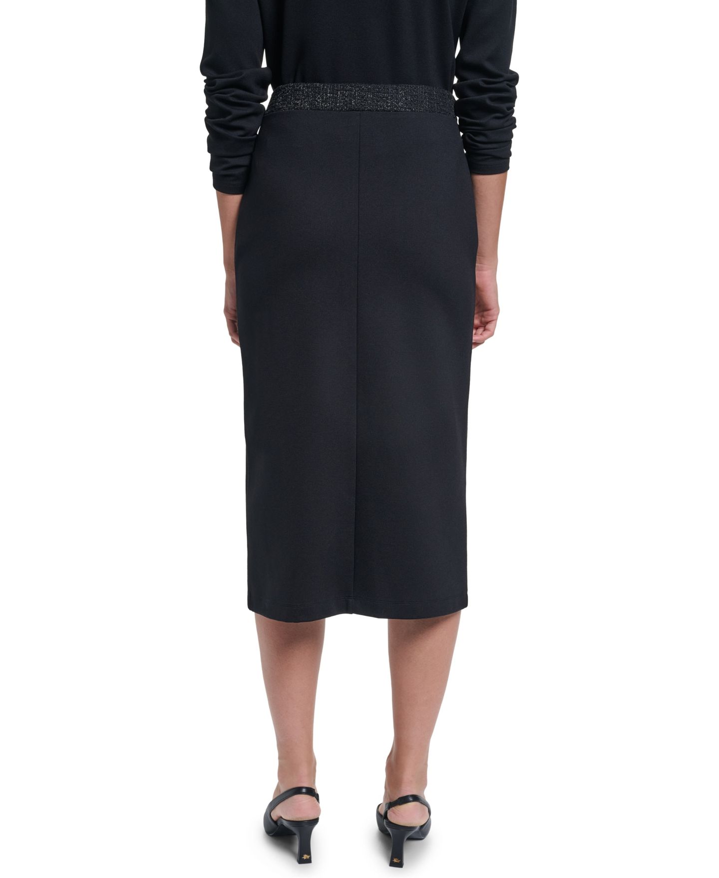 Женская юбка KARL LAGERFELD PARIS Midi Pencil, цвет: Чёрный — фото 4