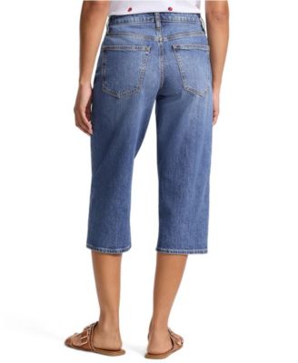 Women's Soft Denim Mid Rise Relaxed Capri Jeans