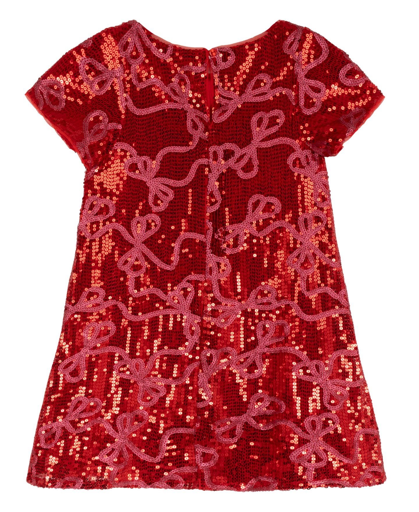 Платье Rare Editions A-Line Bow Sequin T-Shirt Dress для девочек, цвет: Красный — фото 5