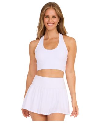 Women's Racerback Built-In Bra Scoop Neck Crop Top