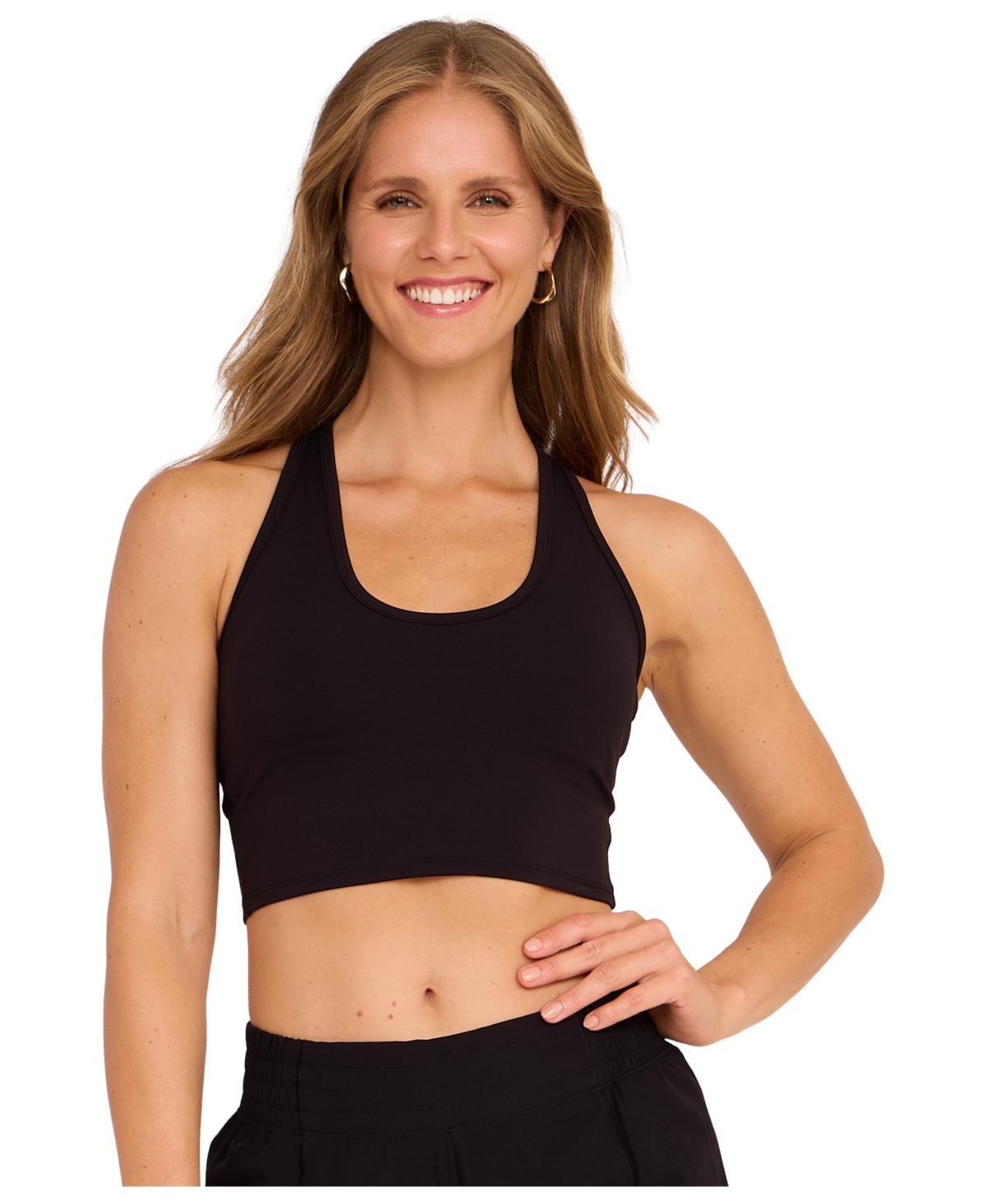 G Lifestyle Clothing Women's Racerback Built-In Bra Scoop Neck Crop Top