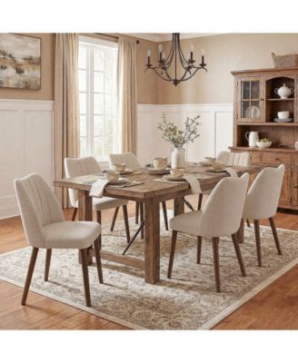 Modern Dining Chairs Sets of 6 with Curved Wooden Legs, Upholstered Armless Kitchen Chair with Padded Cushioned Seat for Kitchen Dining Room
