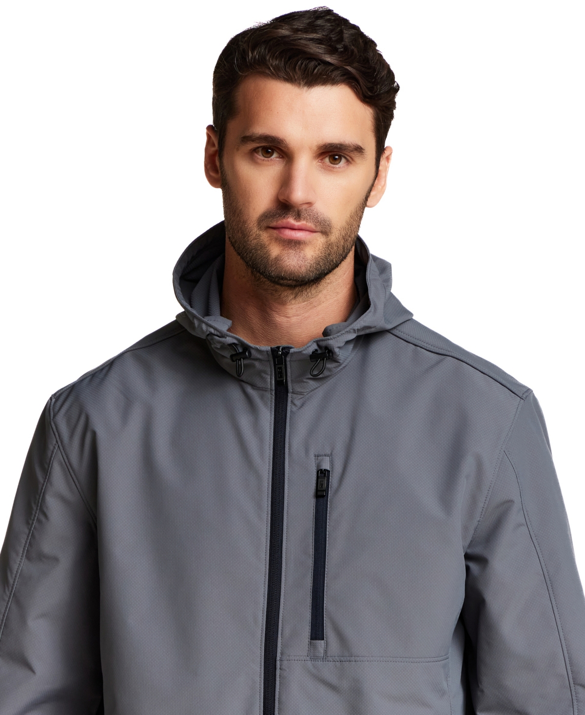 Weatherproof Men's Honey Lux Lightweight Hooded Zip-Front Rain Jacket